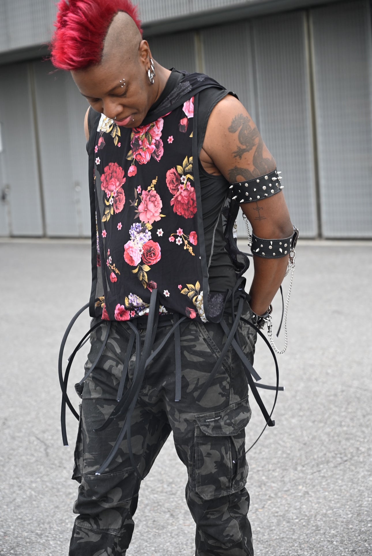 Floral Boned Muscle Tee