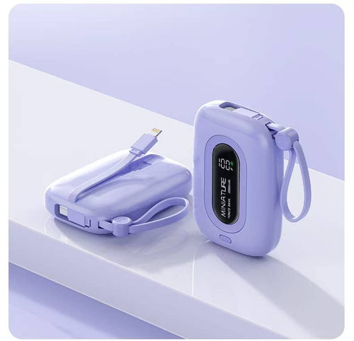 8000 mAh Power Bank w/Cables: Black