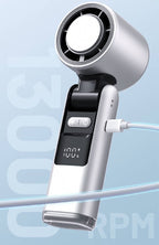 Handheld Ice Cooling Fan & Flashlight: Silver