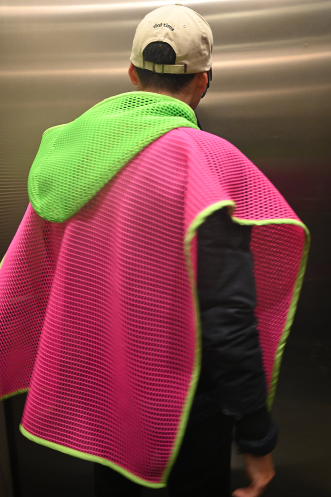 Mesh Poncho Pink and Green