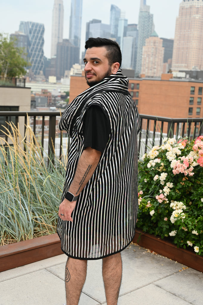 Translucent Striped Scarf Shirt