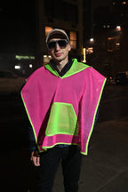 Mesh Poncho Pink and Green