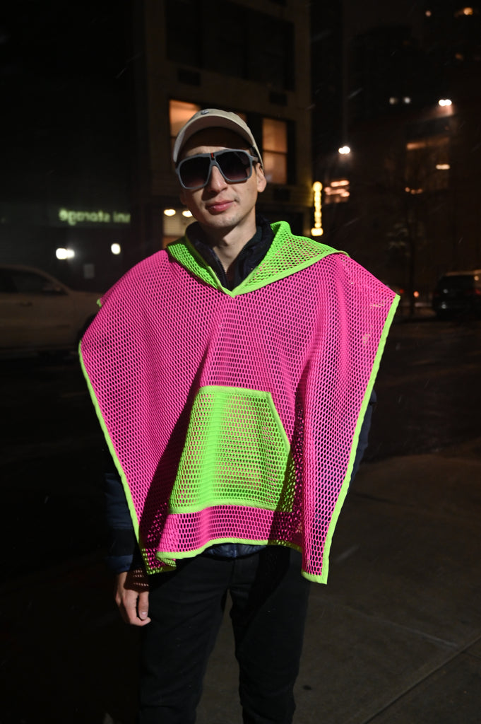 Mesh Poncho Pink and Green