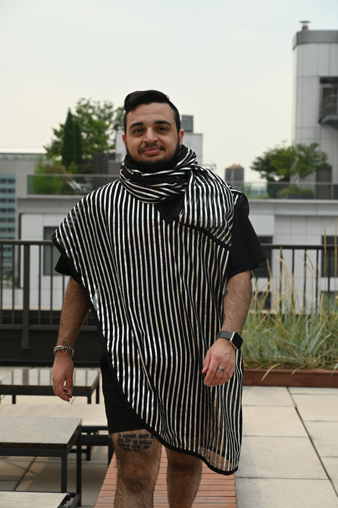 Translucent Striped Scarf Shirt