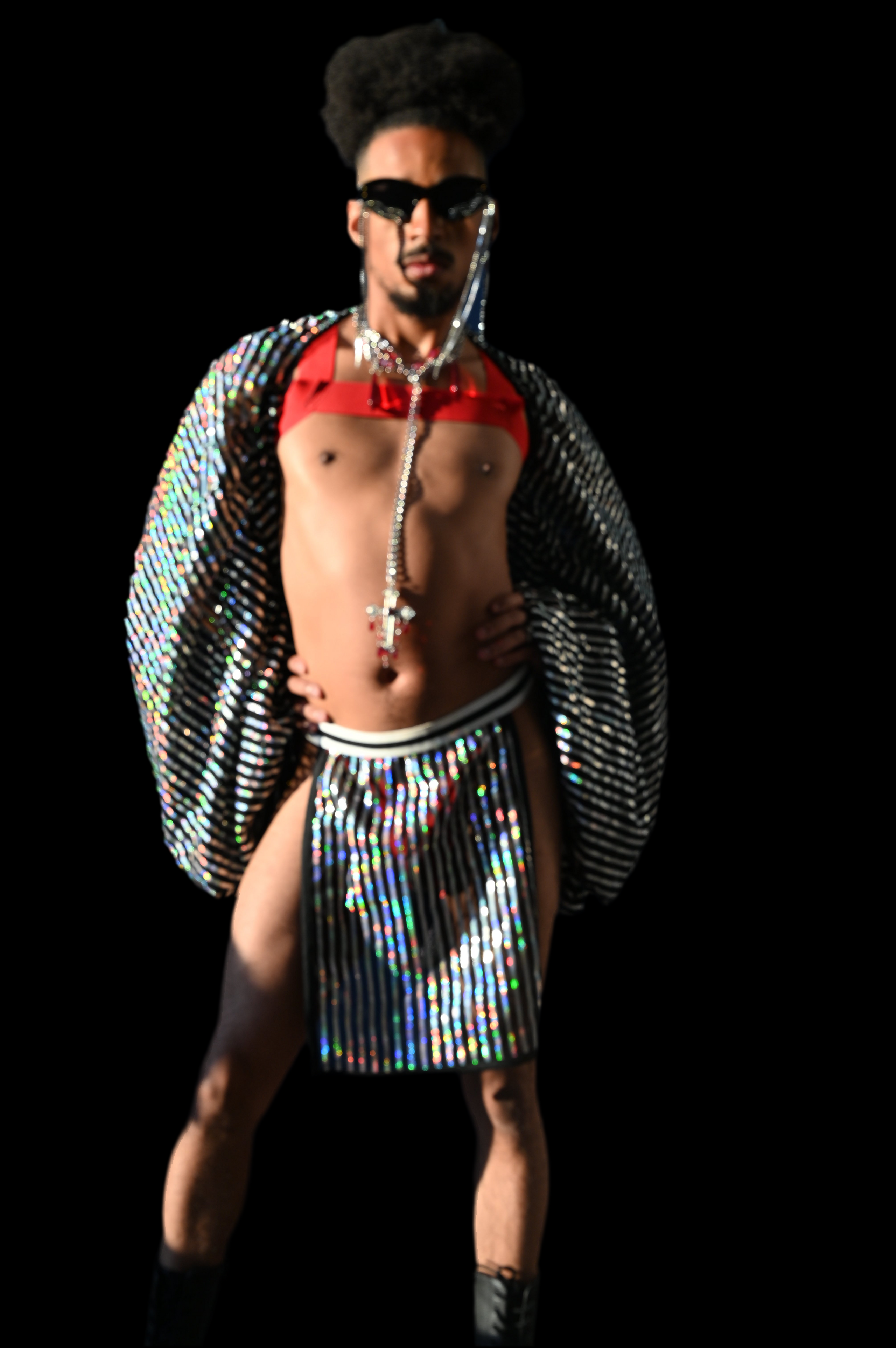 Pin Stripe Panel Skirt