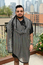 Translucent Striped Scarf Shirt