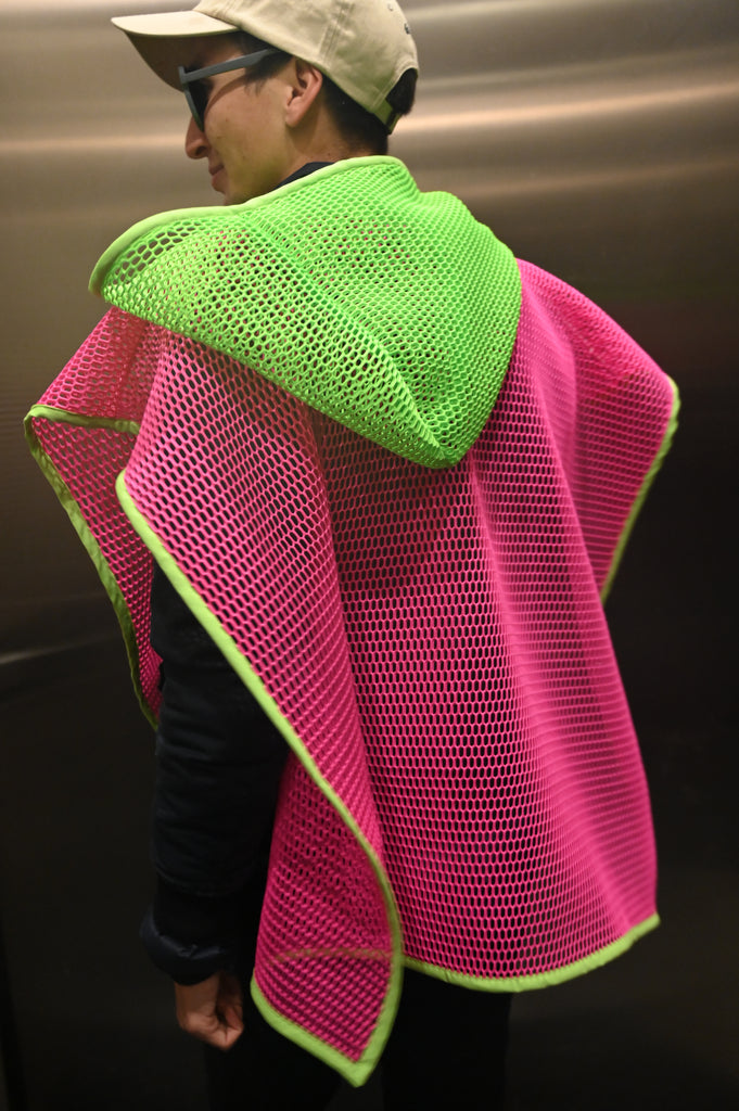 Mesh Poncho Pink and Green