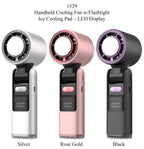 Handheld Ice Cooling Fan & Flashlight: Silver