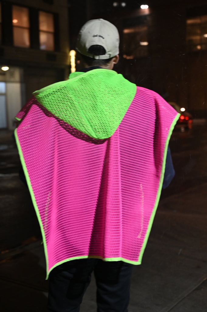 Mesh Poncho Pink and Green