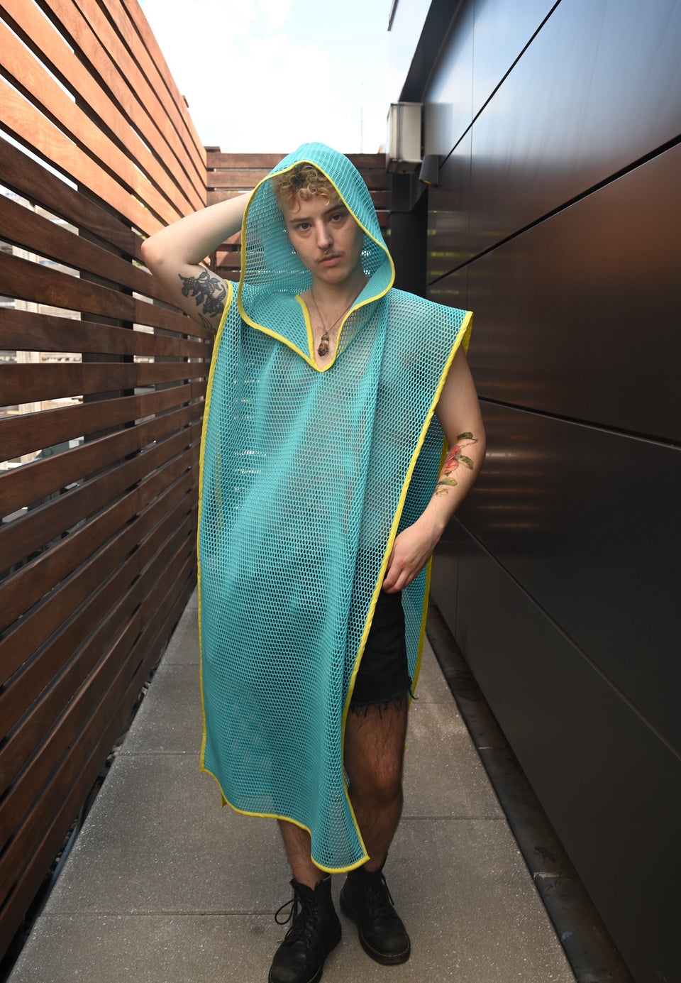 Honeycomb Teal Hooded Tunic