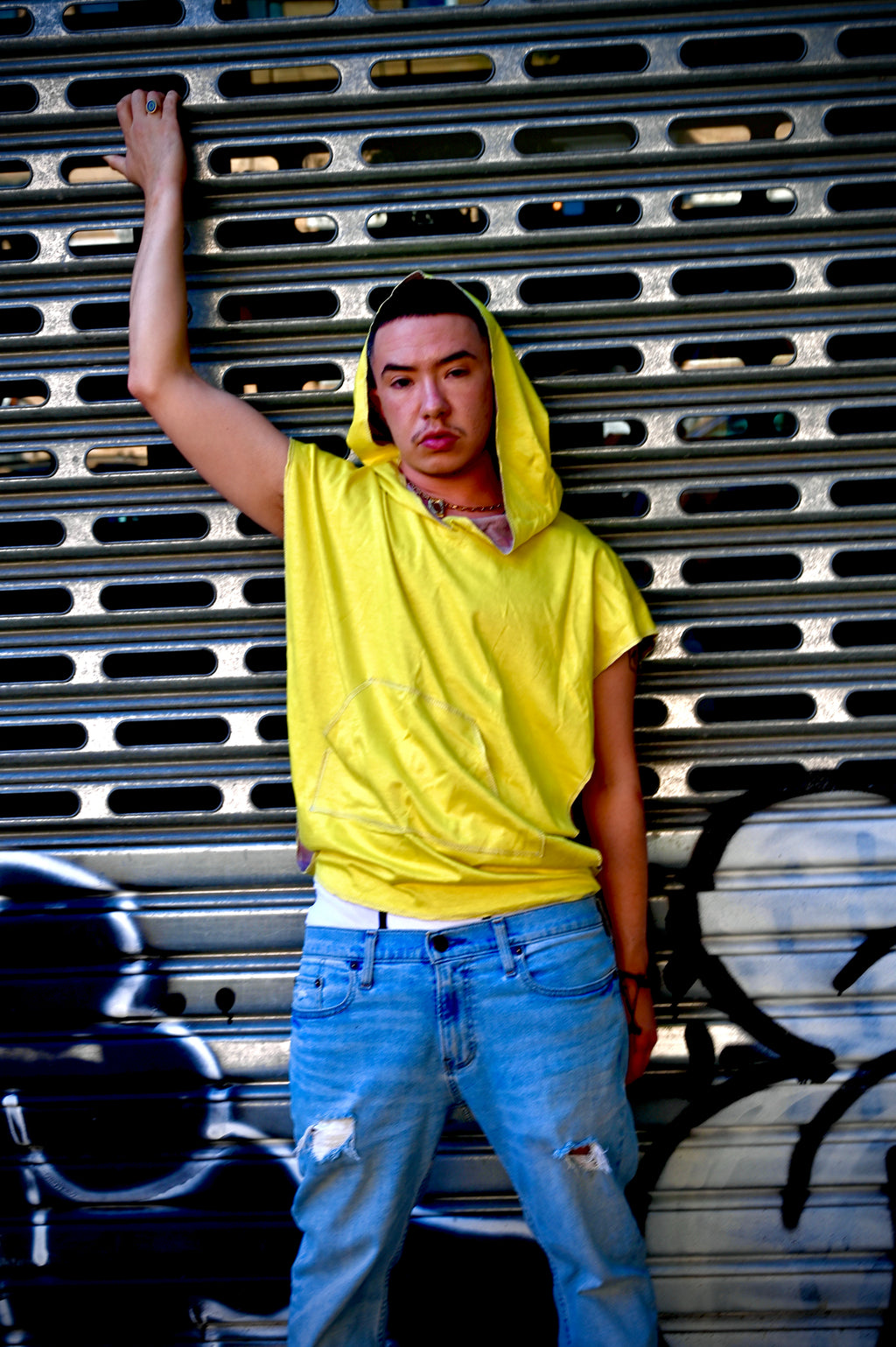 Fall Hooded Unisex Reversible Jersey Knit muscle Tee