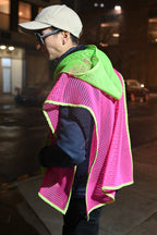 Mesh Poncho Pink and Green