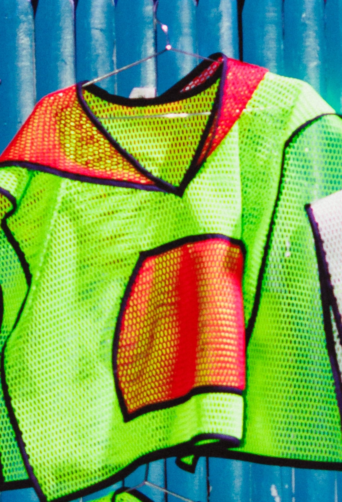 Cropped Honeycomb Mesh  Poncho with Hood and Hoodie Pocket Outerwear