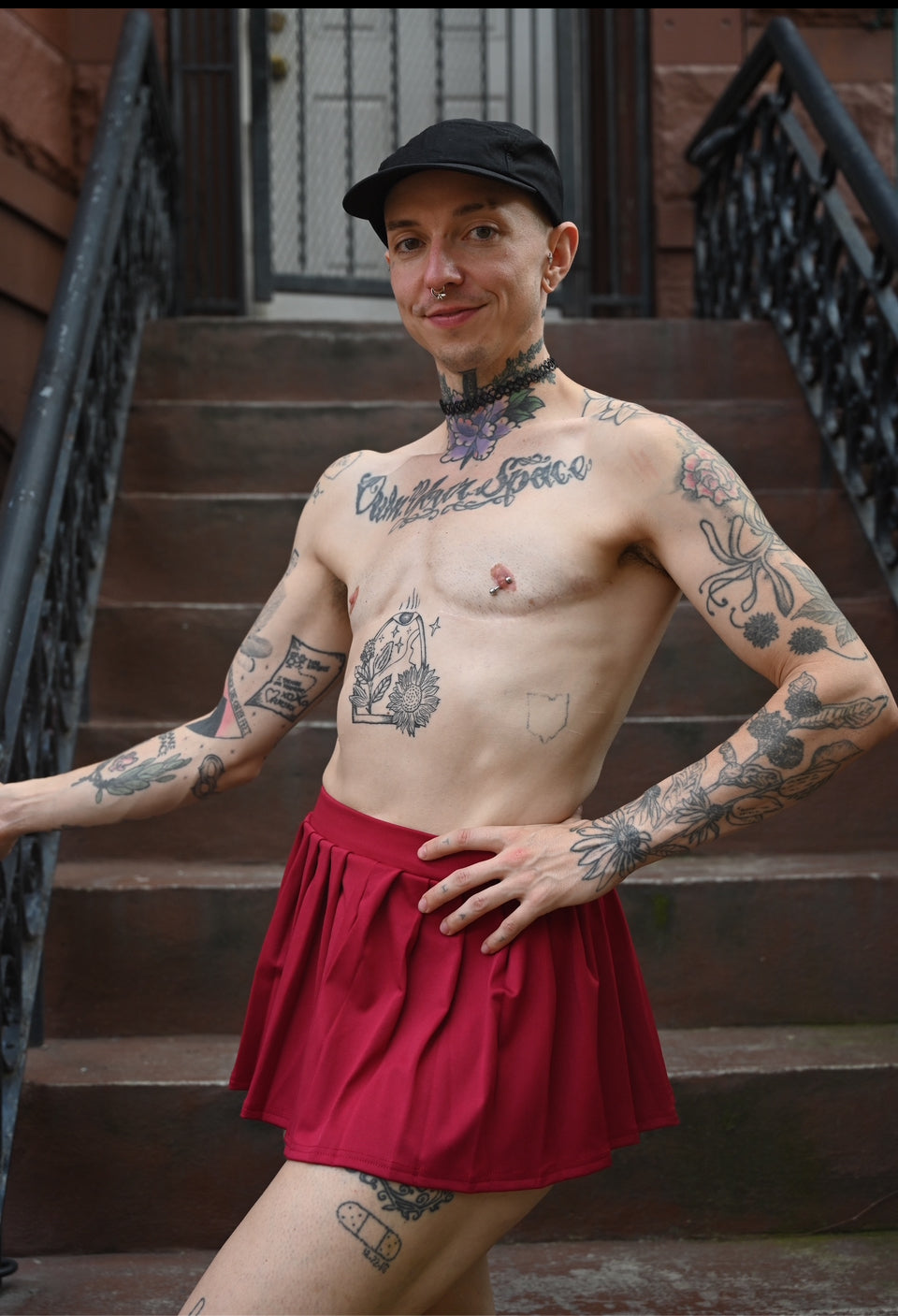 Minifalda plisada de cintura alta 1347LY: BORGOÑA / M, L, XL