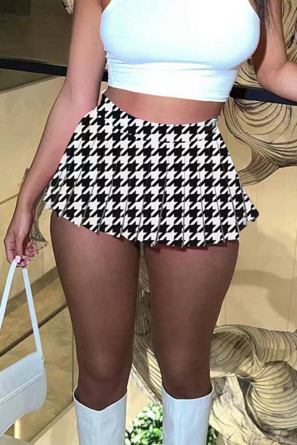 MB FASHION HIGH WAISTED PLAID MINI SKIRT 1347LY: ORANGE PLAID / XL