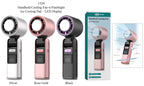 Handheld Ice Cooling Fan & Flashlight: Silver