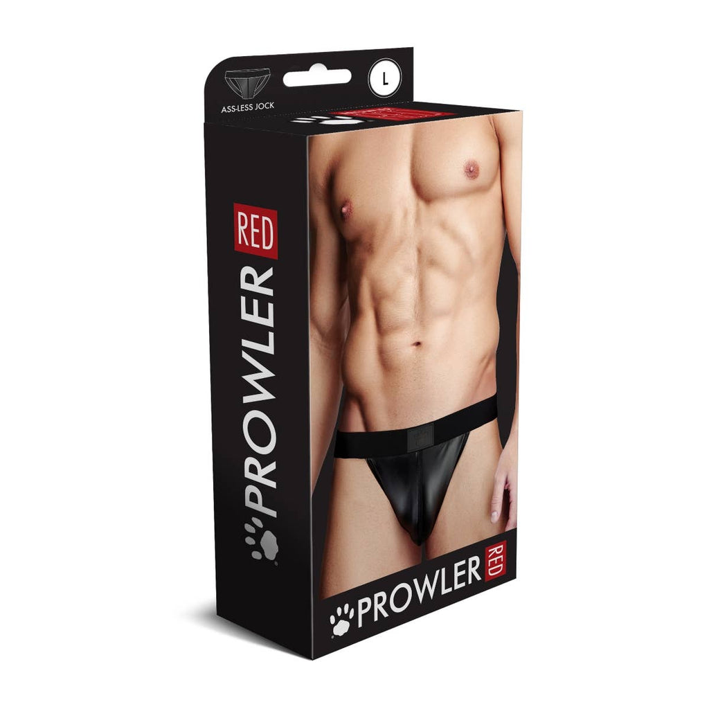 Prowler RED Wetlook Ass-less Jock: Large / Black