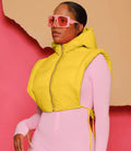 MB FASHION Cropped Puffer Vest Hood with Drawstrings 487AT: YELLOW / S