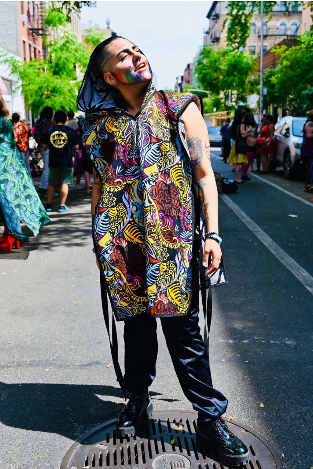 Tunika mit Wax-Print in Schwarz und Weiß