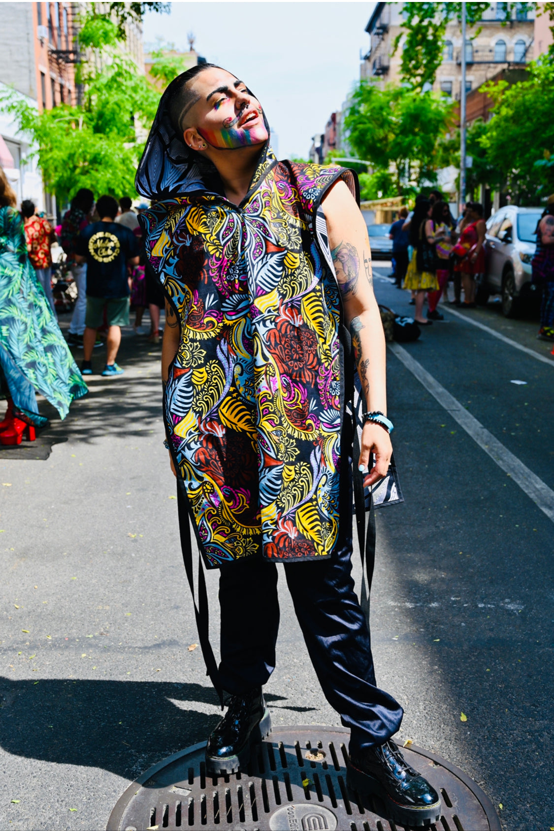 Tunika mit Wax-Print in Schwarz und Weiß