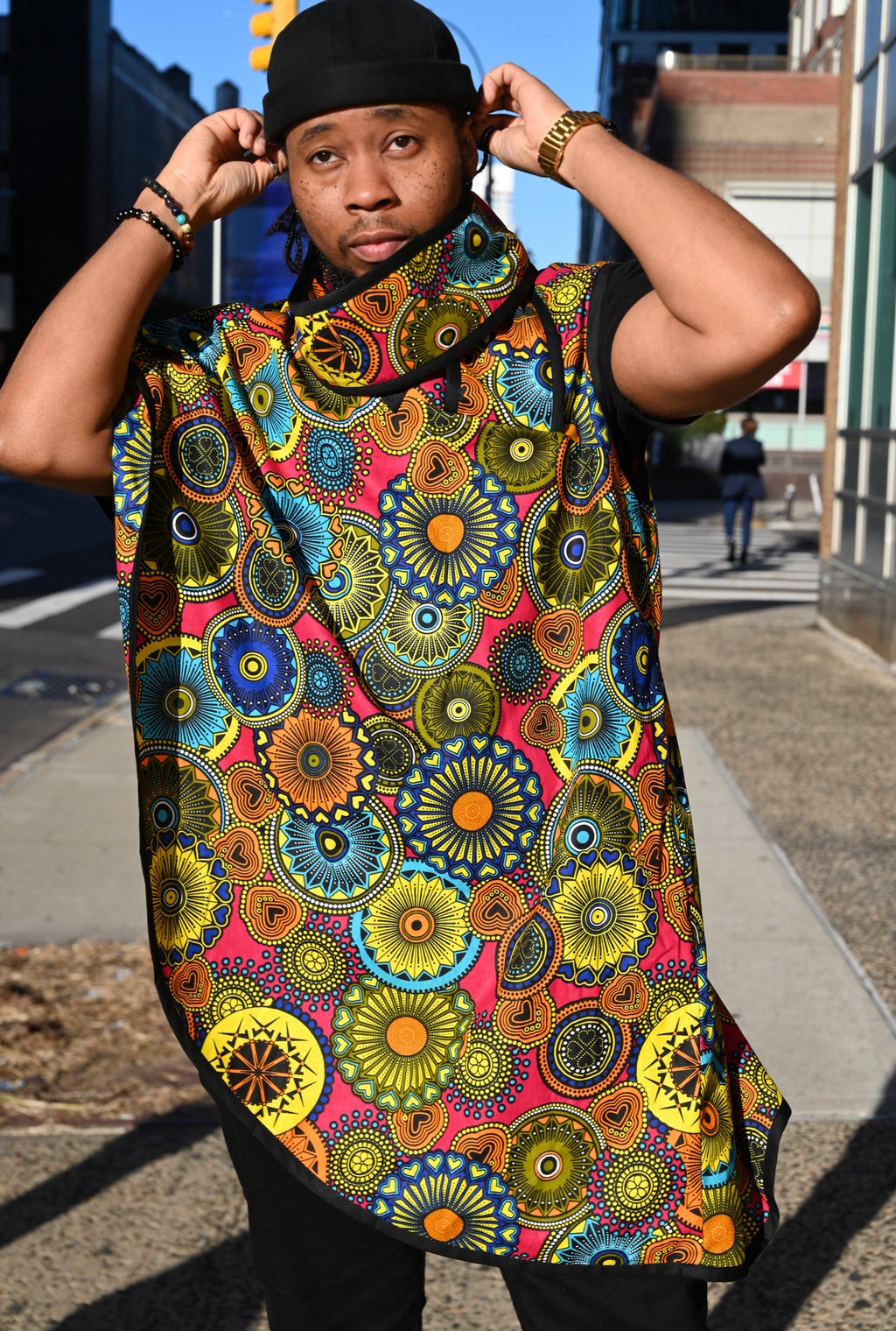 Camisa poncho con bufanda y molinete