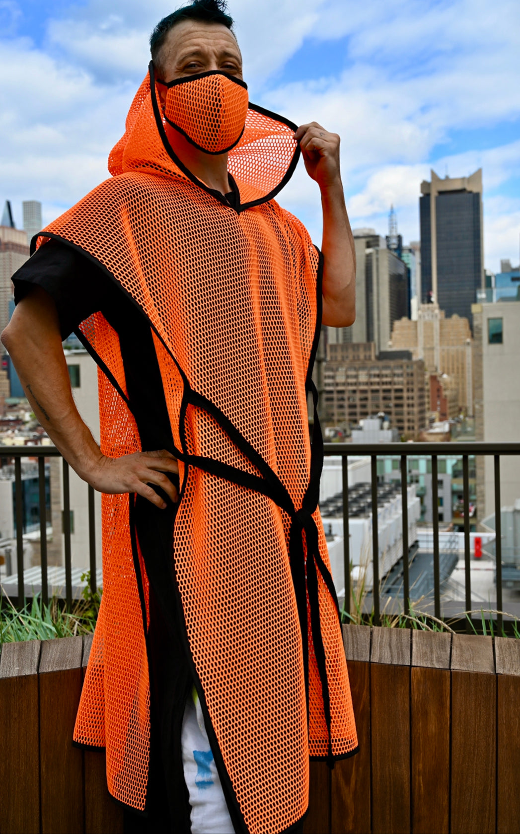 Tunika mit Wabenmuster in Neonorange