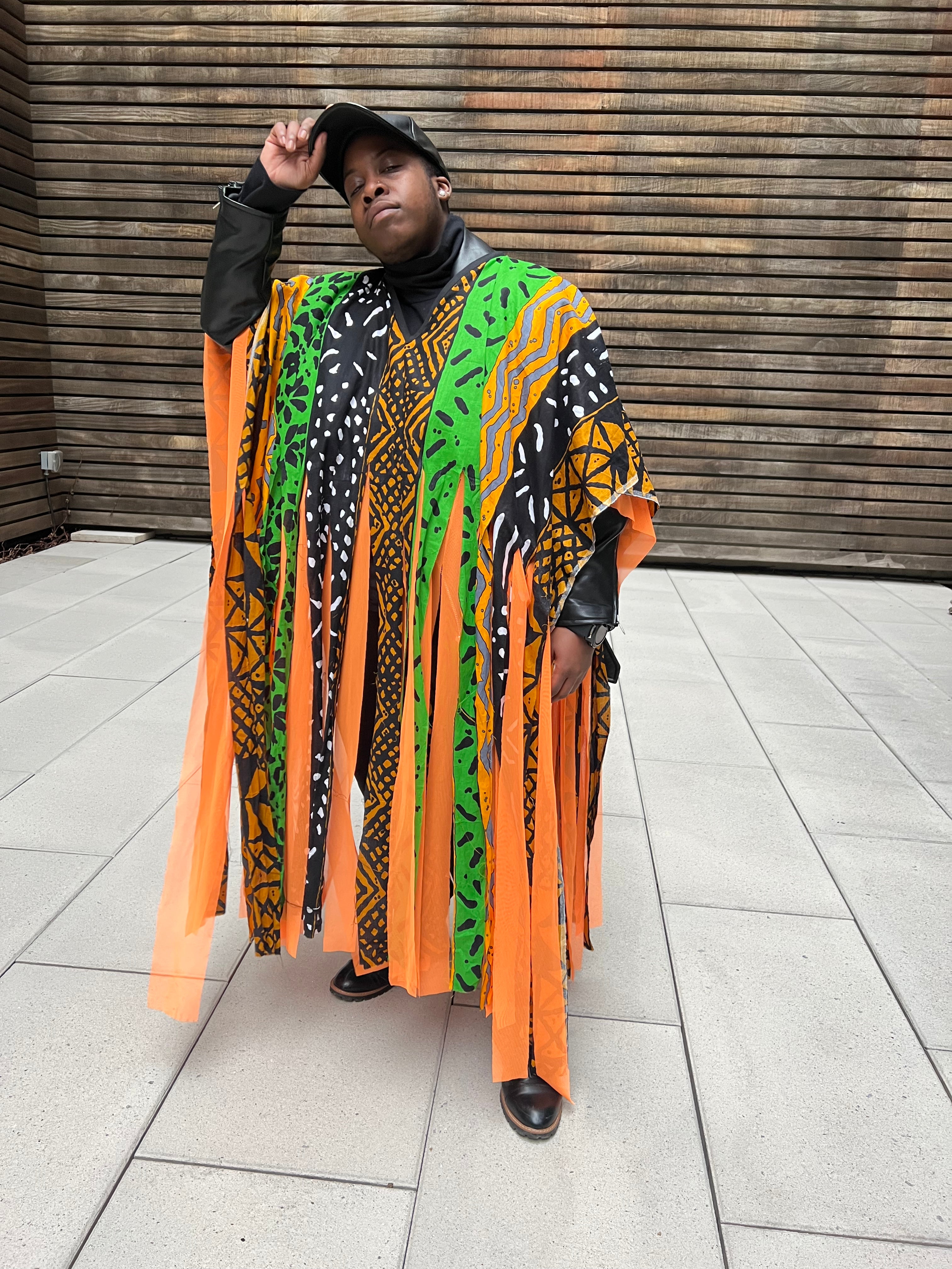 2-lagiger Kaftan mit afrikanischem Print