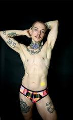 Orange Plaid Swim Briefs