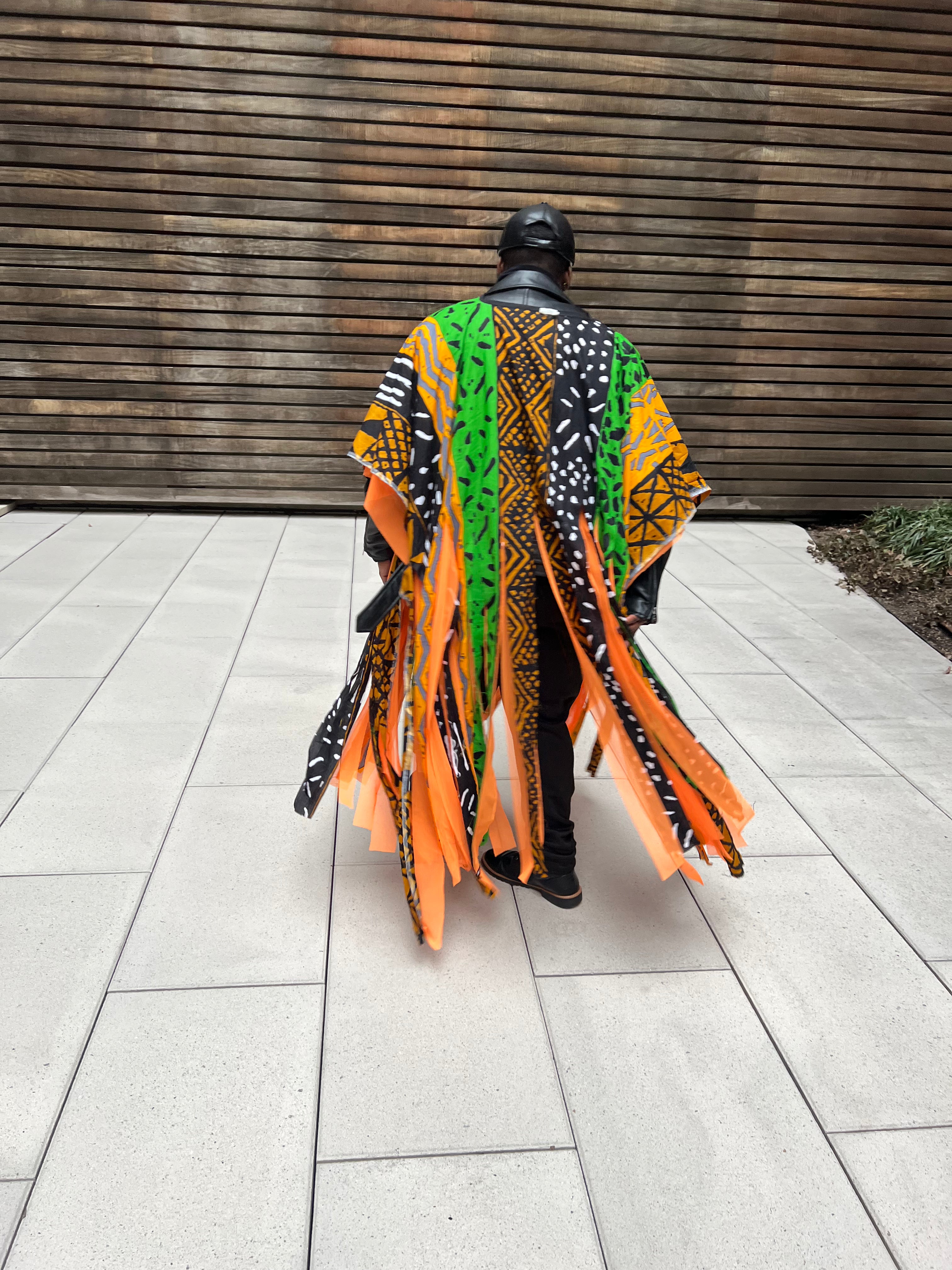 2-lagiger Kaftan mit afrikanischem Print