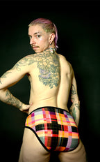 Orange Plaid Swim Briefs