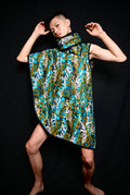 Turquoise Snakeskin Scarf Poncho Shirt