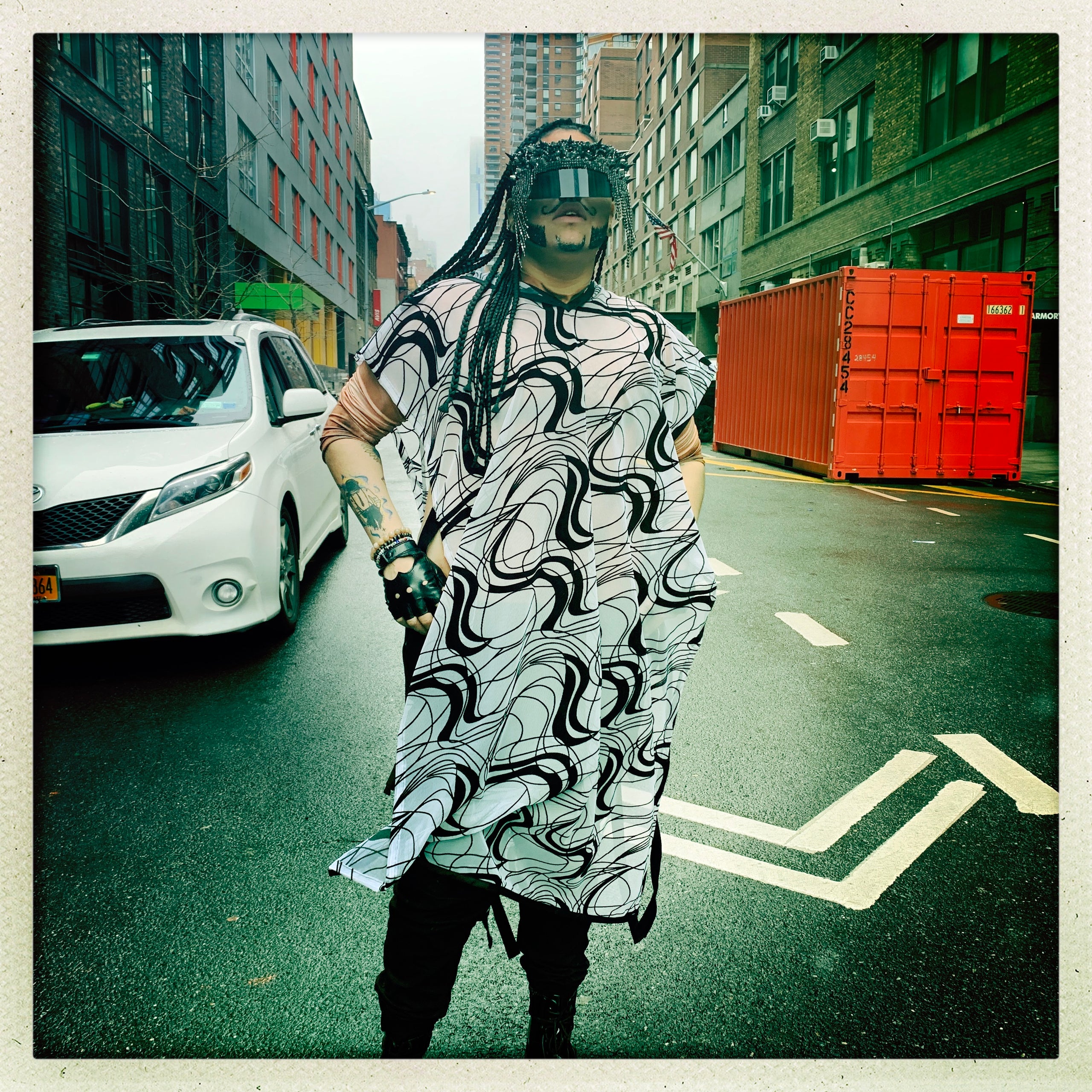 Túnica de malla de terciopelo negro