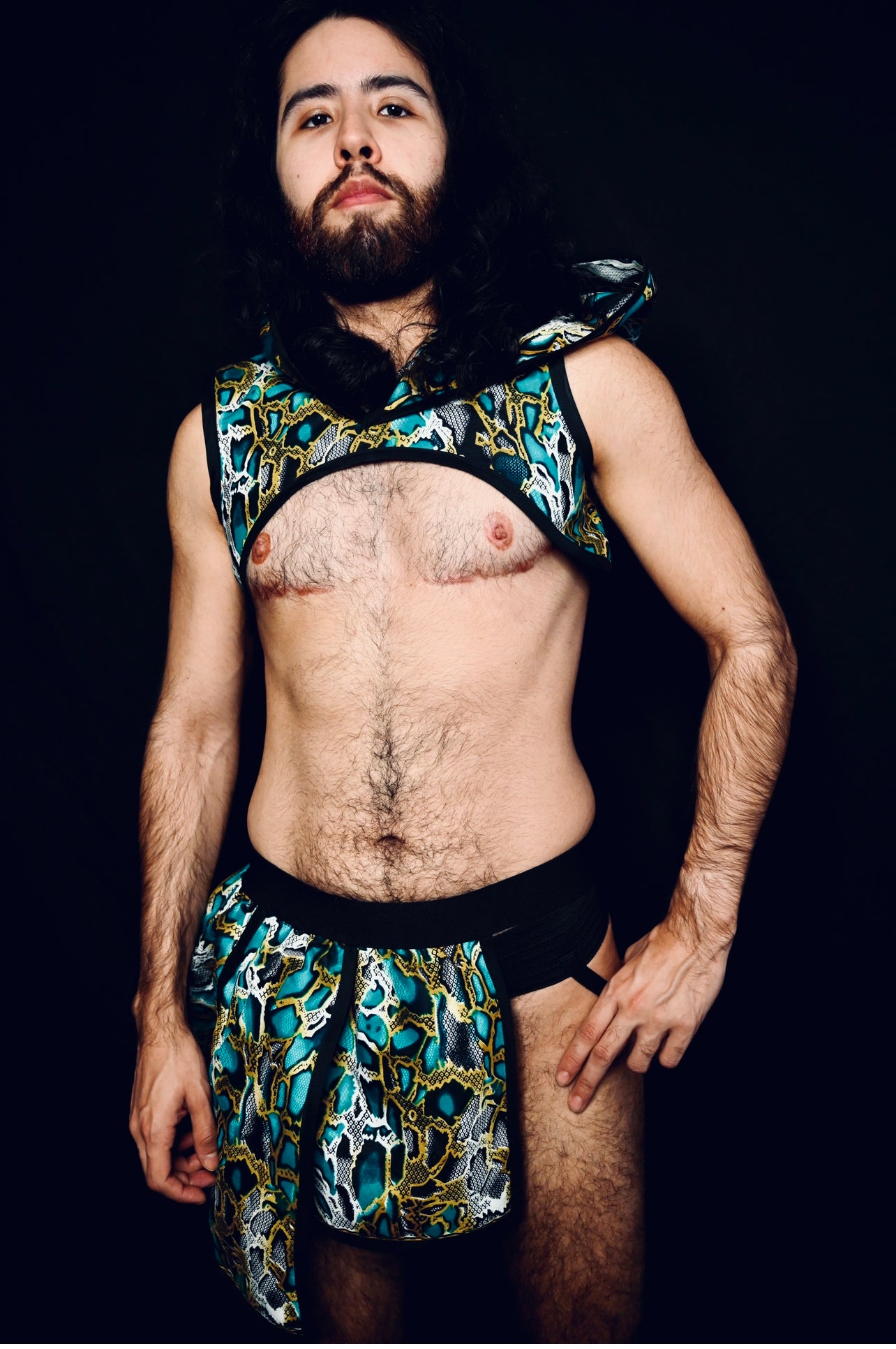 Teal Hooded Crop Top