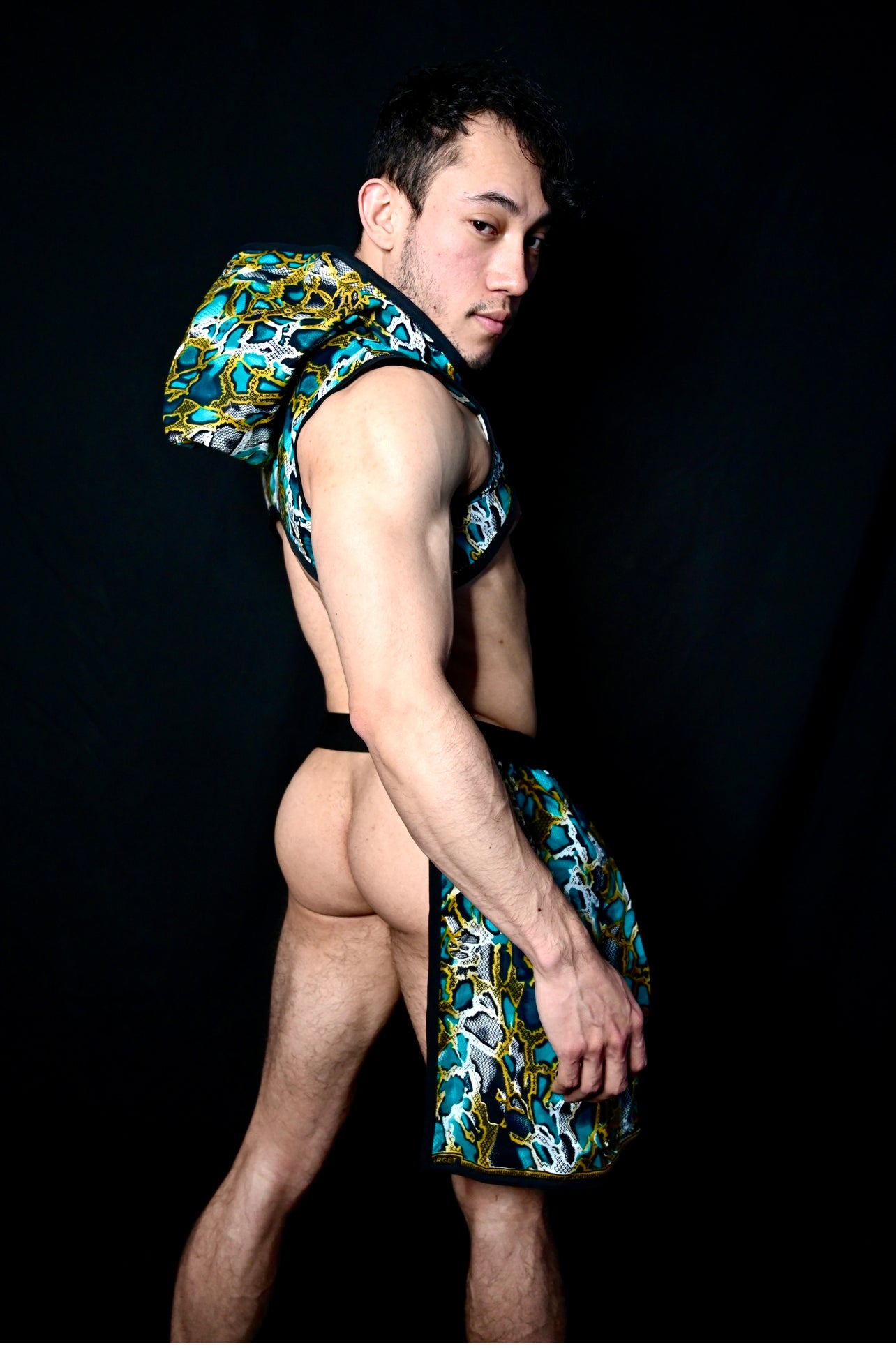 Falda verde azulado de 3 paneles