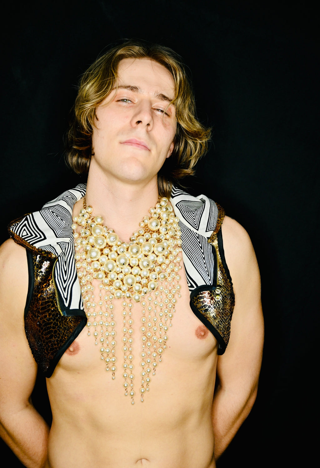 Sequined Snake Print Crop Jacket