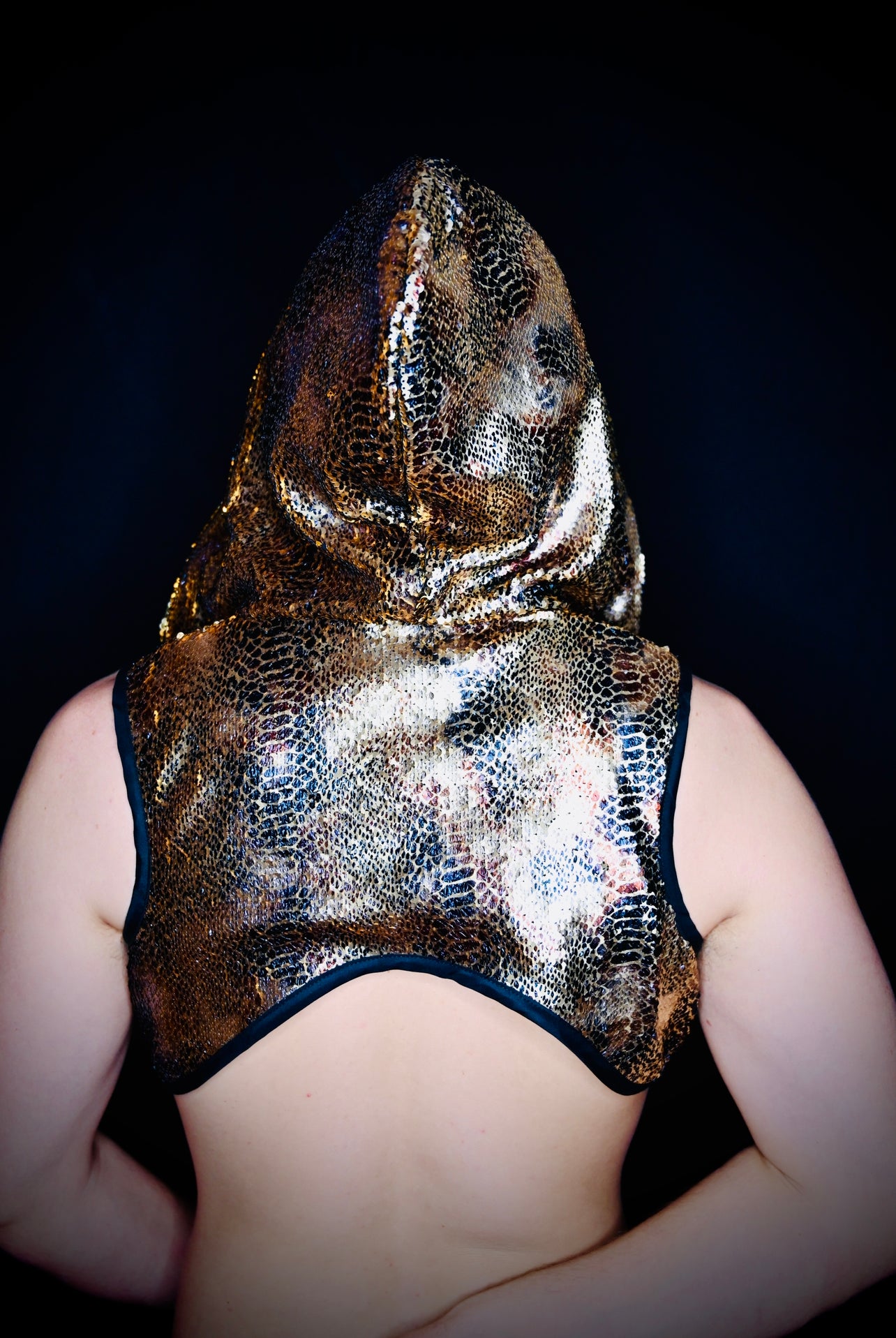 Sequined Snake Print Crop Jacket