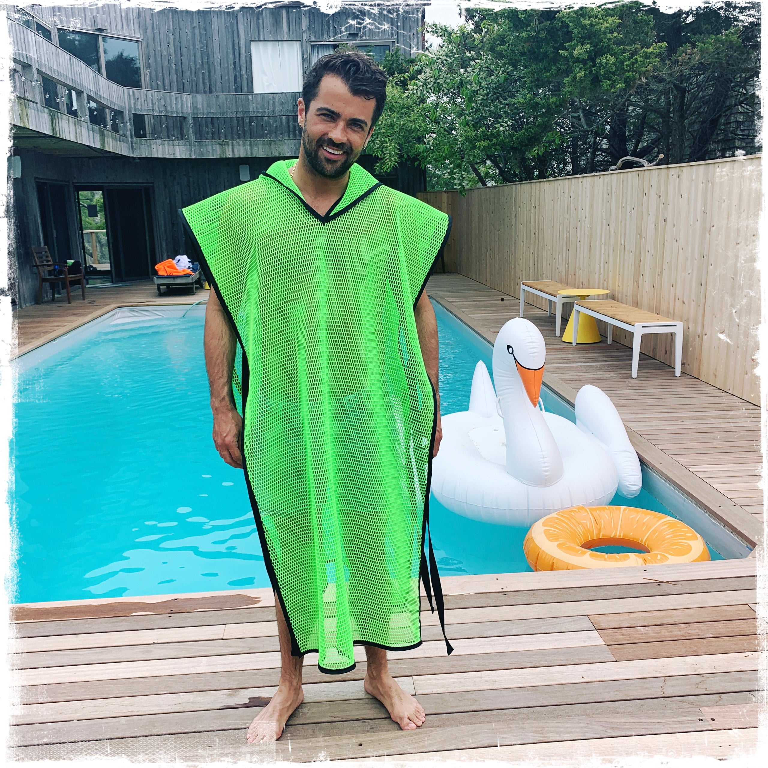 Túnica verde neón con diseño de panal