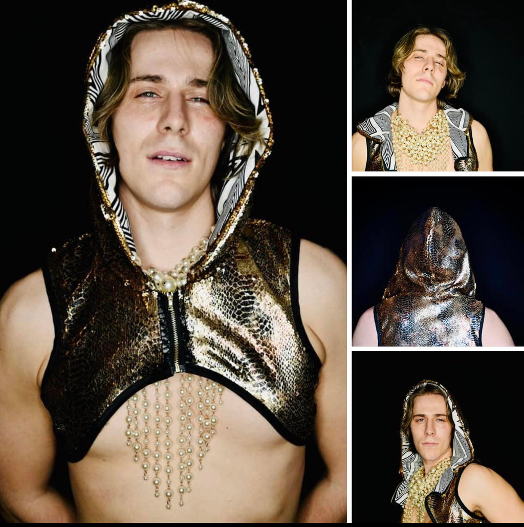 Sequined Snake Print Crop Jacket