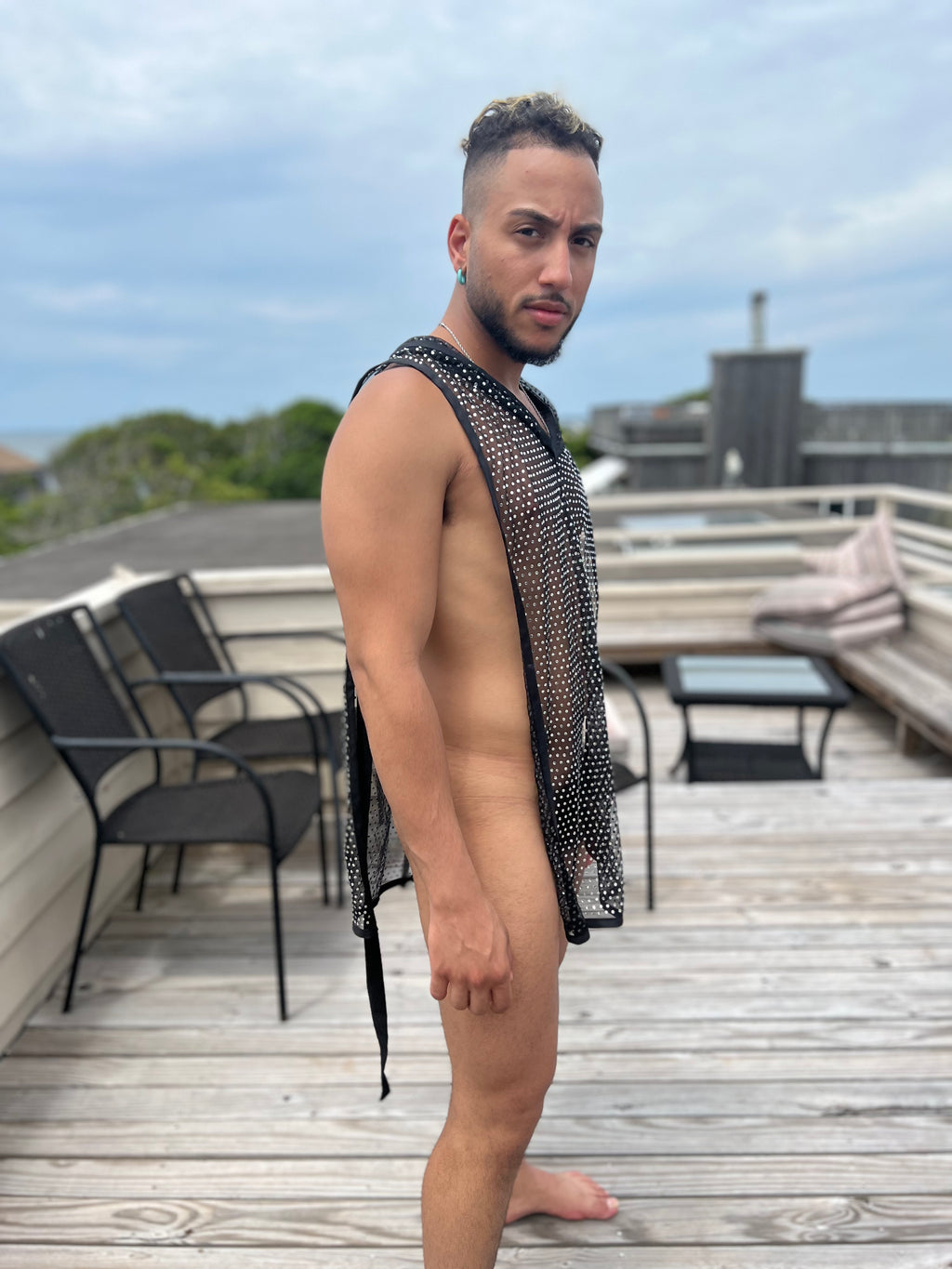 Schmale Tunika mit Glitzer