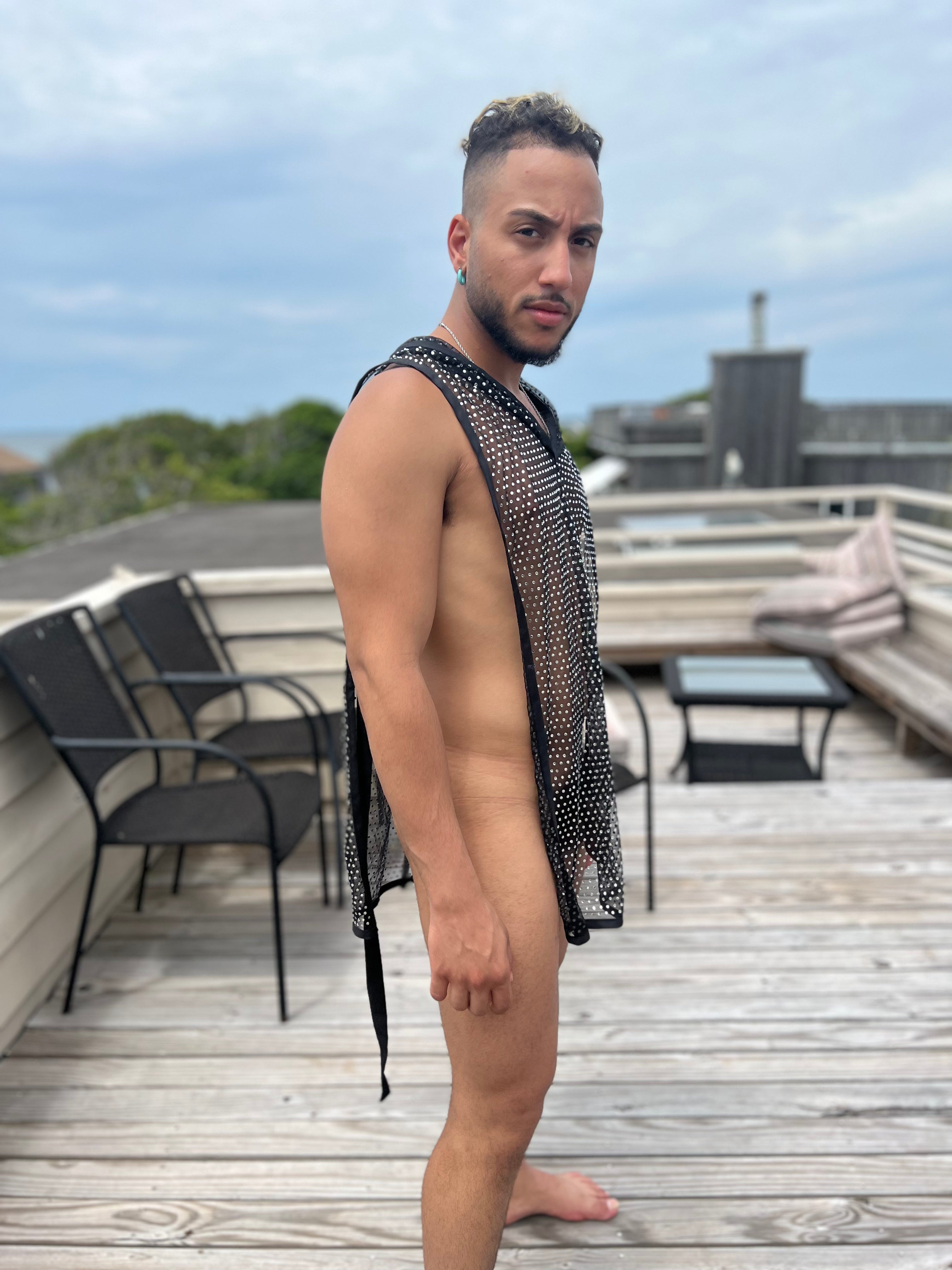 Schmale Tunika mit Glitzer