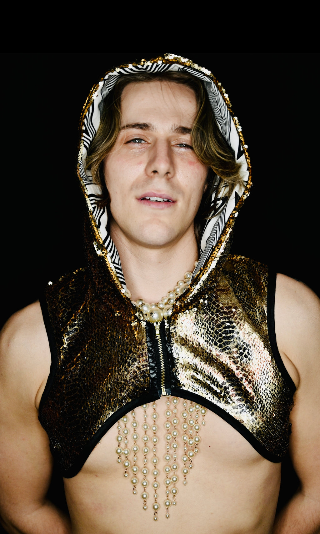 Sequined Snake Print Crop Jacket