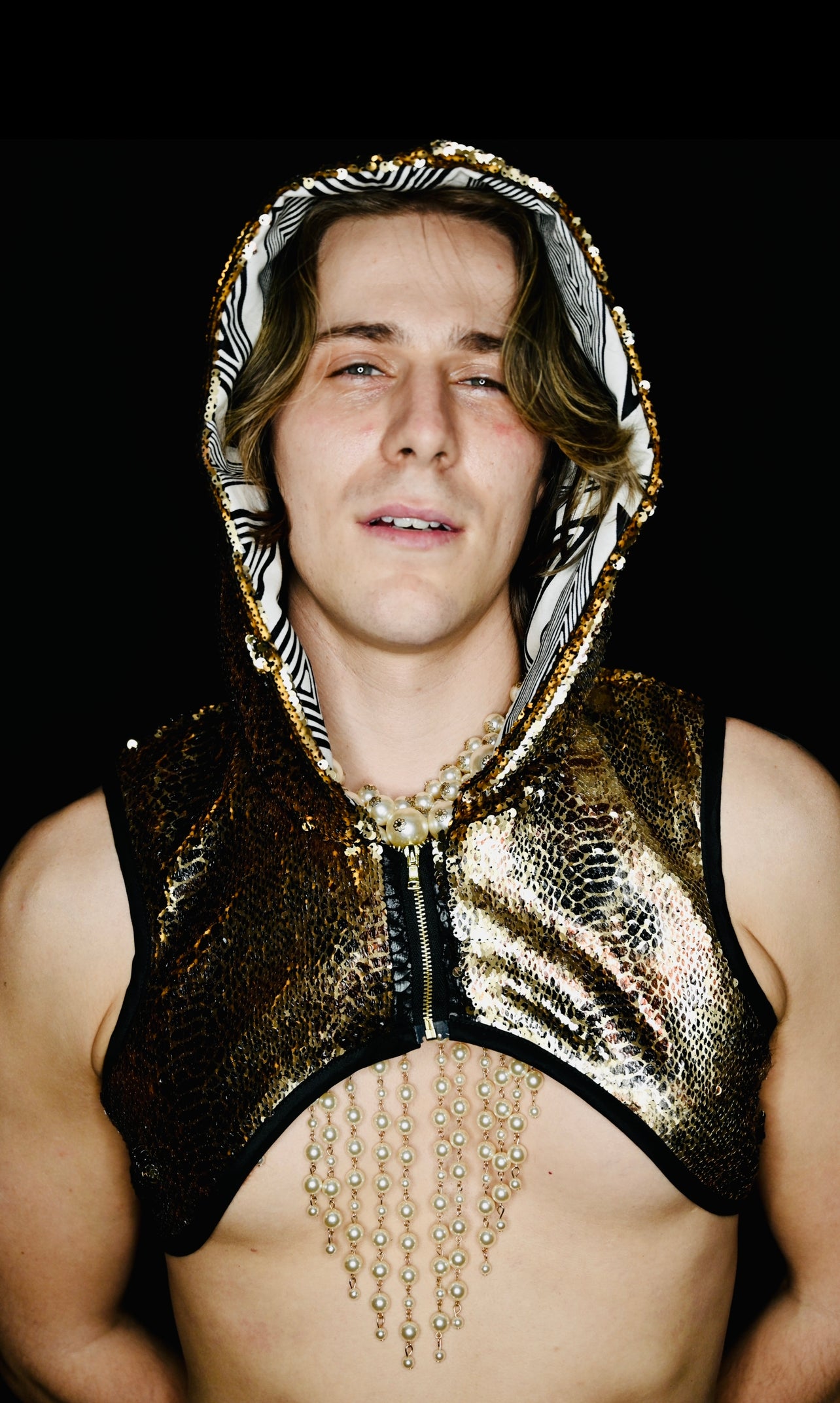 Sequined Snake Print Crop Jacket