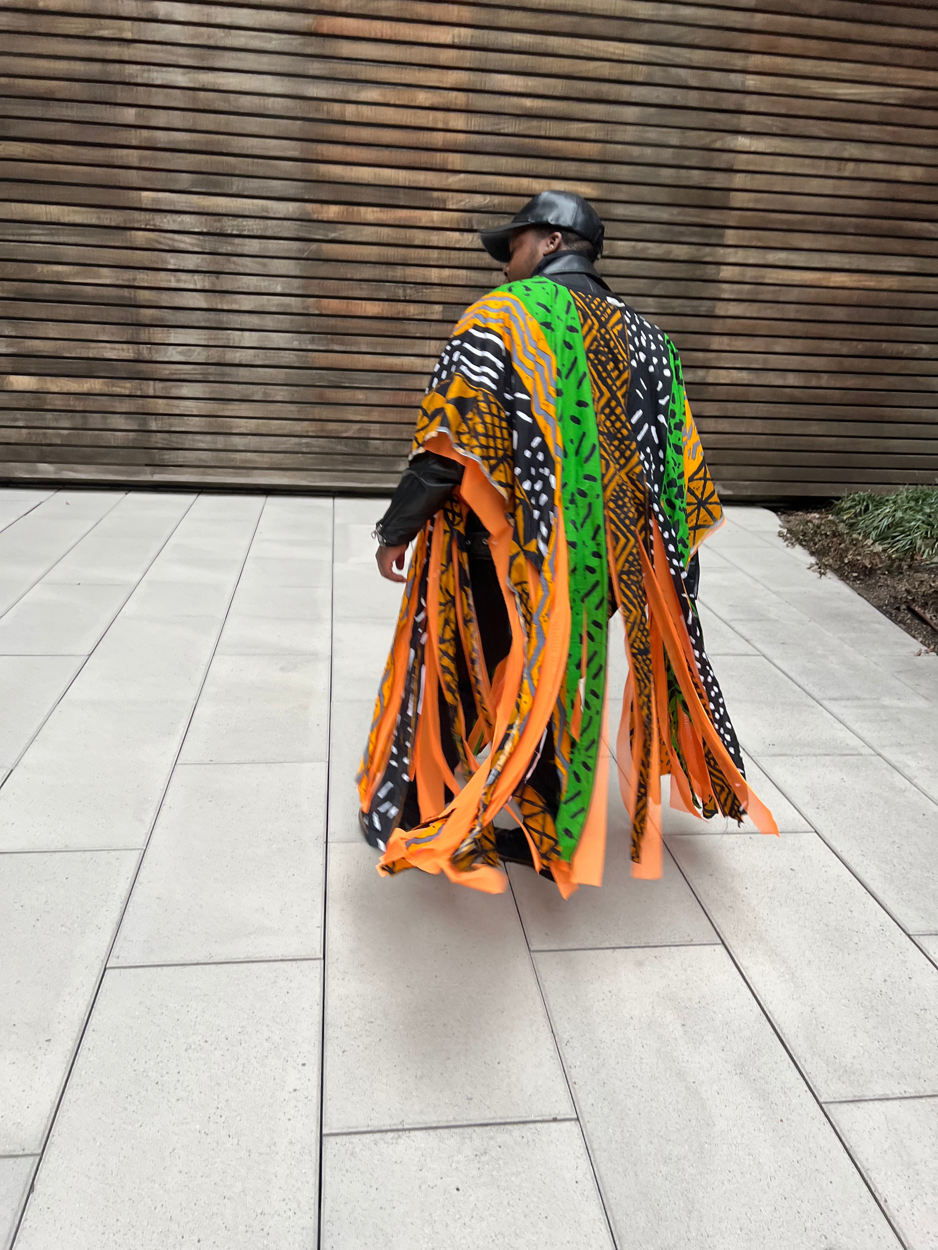 2-lagiger Kaftan mit afrikanischem Print