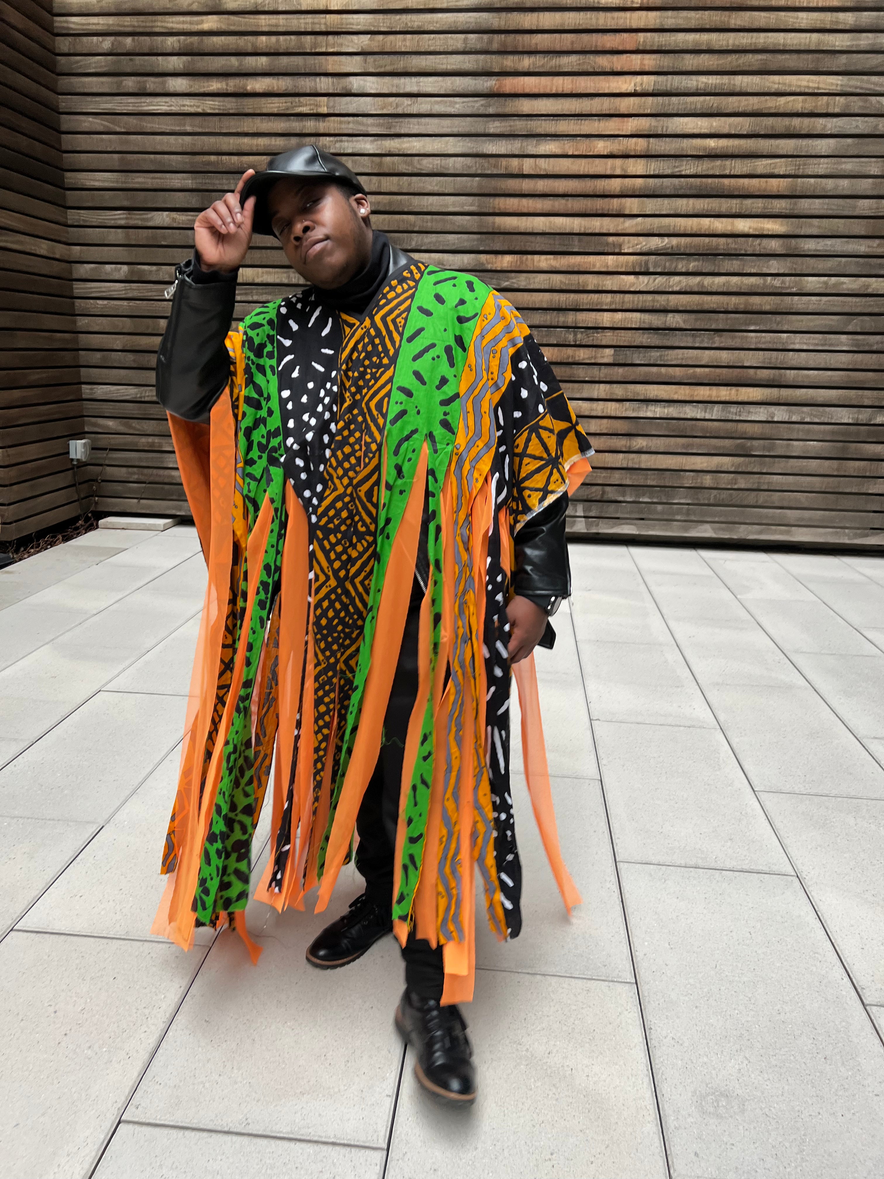 2-lagiger Kaftan mit afrikanischem Print