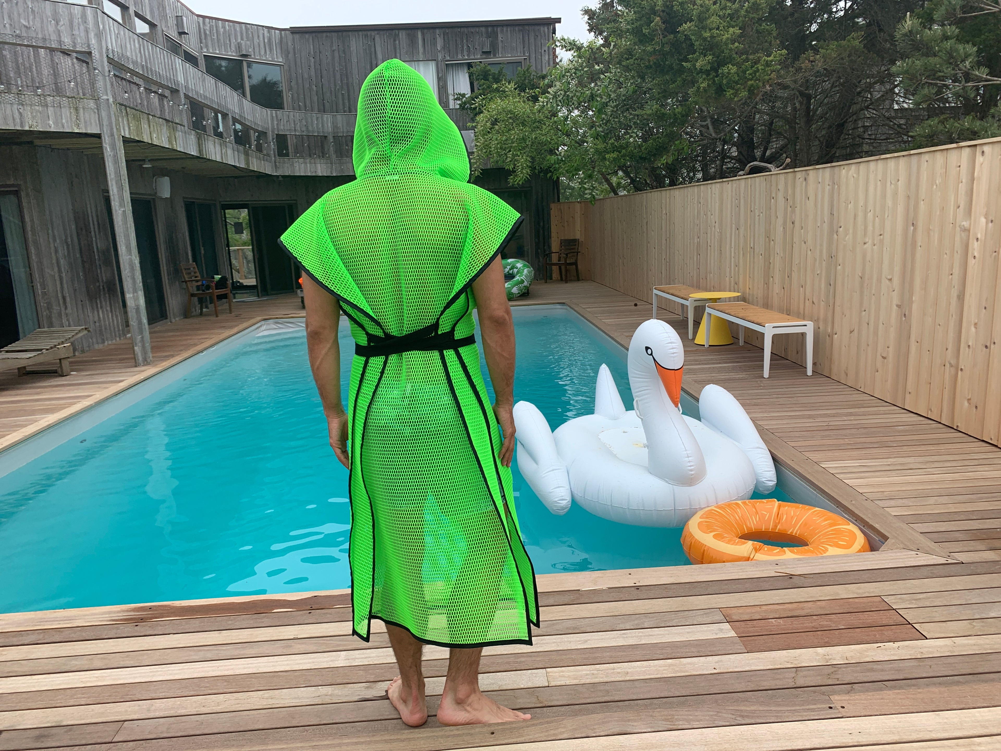 Tunika in Neongrün mit Wabenmuster