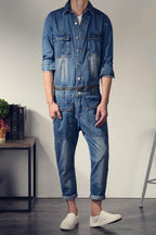 Lässiger Retro-Jumpsuit mit abnehmbarer Jeansjacke