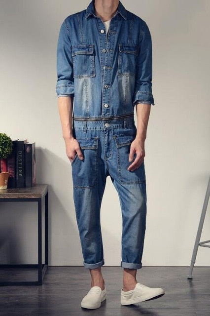 Lässiger Retro-Jumpsuit mit abnehmbarer Jeansjacke