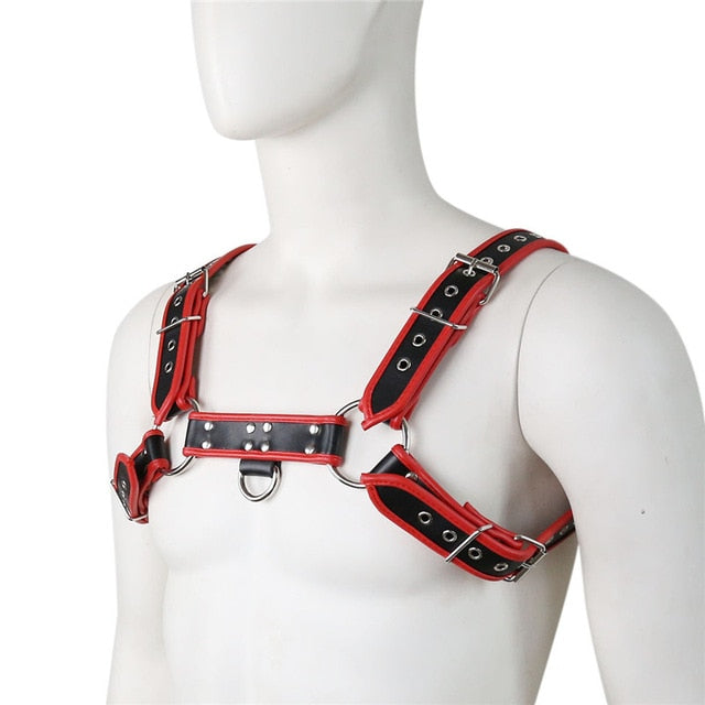 Red Black Leather Harness